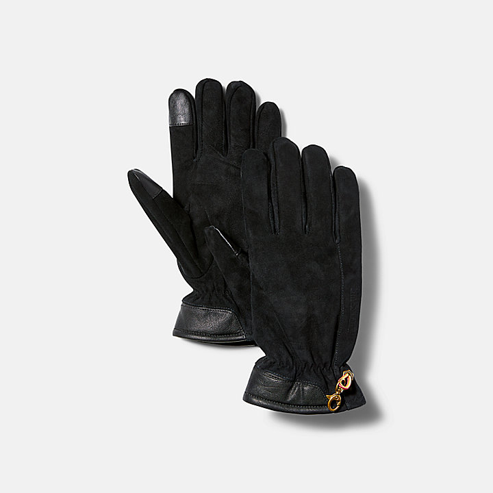 Winter Hill Leather Gloves with Touchscreen Tips for Men in Black