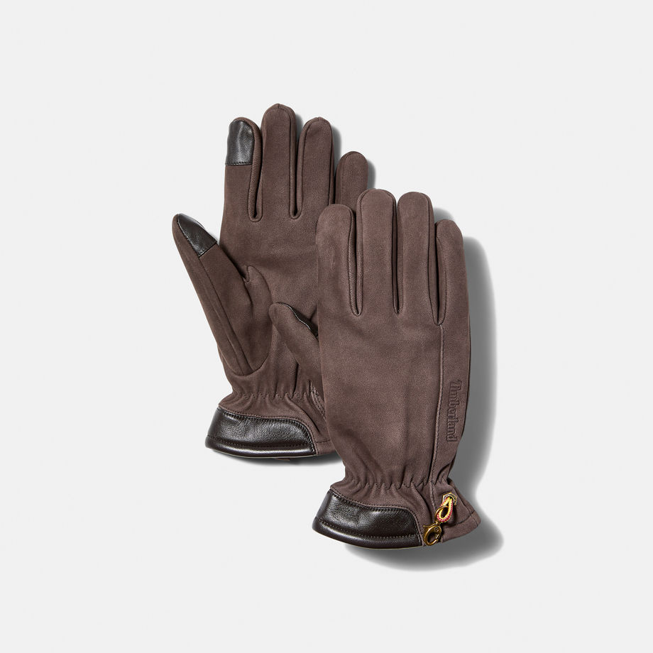 Timberland Winter Hill Leather Gloves With Touchscreen Tips For Men In Brown Brown, Size S