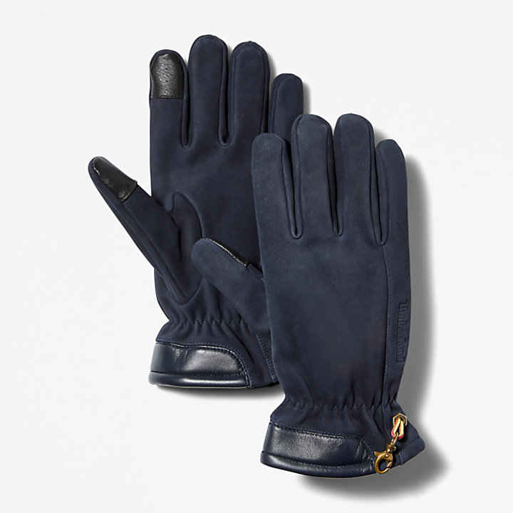 Winter Hill Leather Gloves with Touchscreen Tips for Men in Navy-
