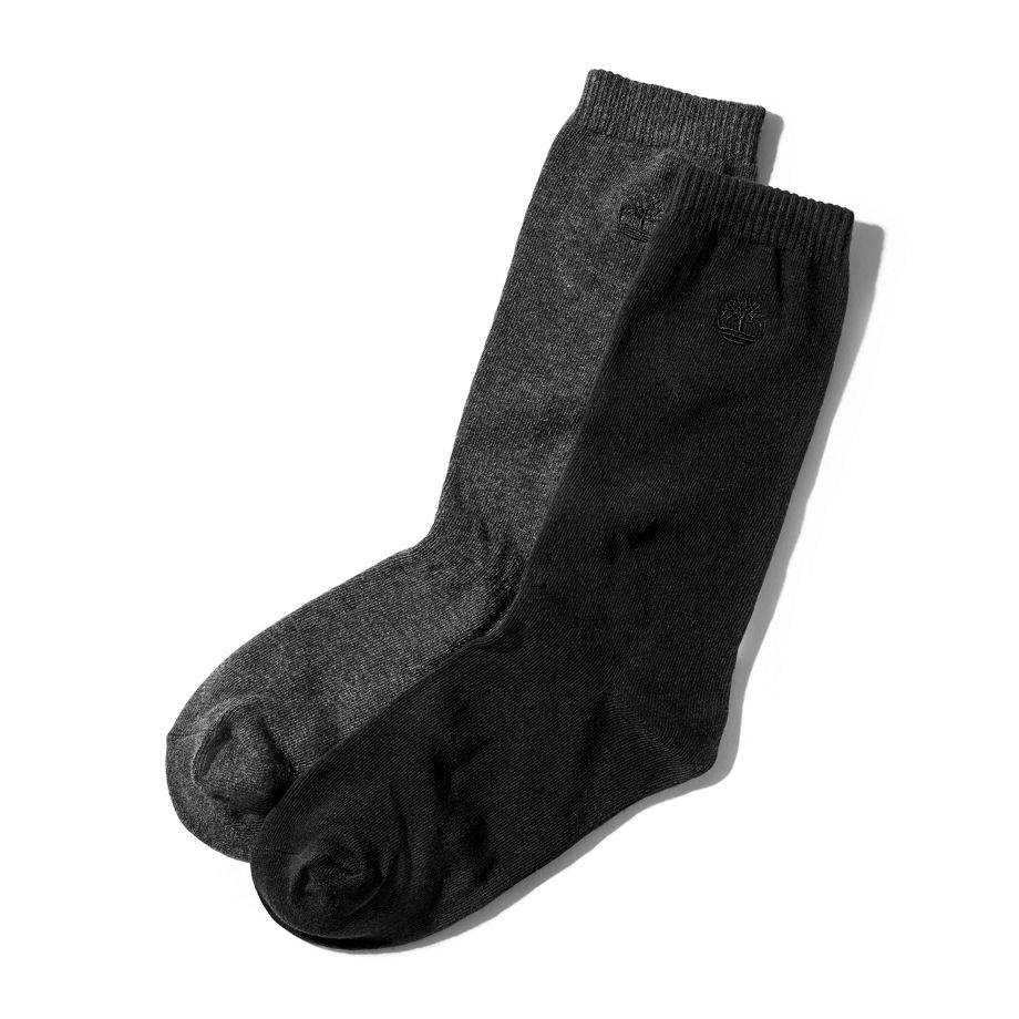 Timberland 2-pack Everyday Crew Sock For Men In Dark Grey/black Grey