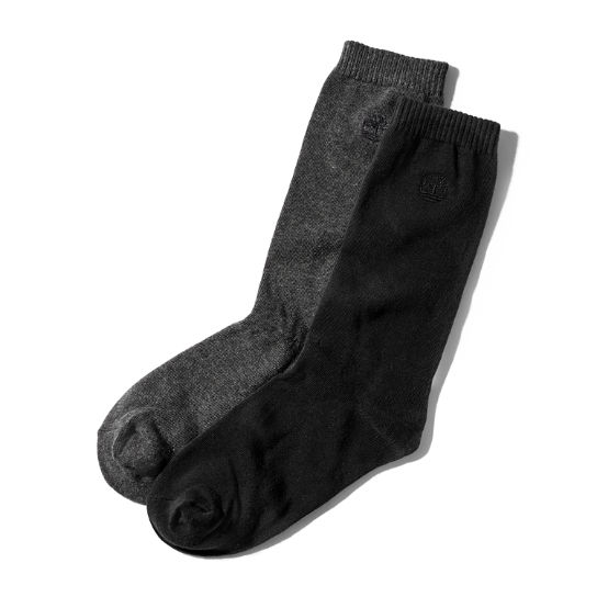 Pack de 2 pares de calcetines de caña media para hombre en gris oscuro/negro | Timberland