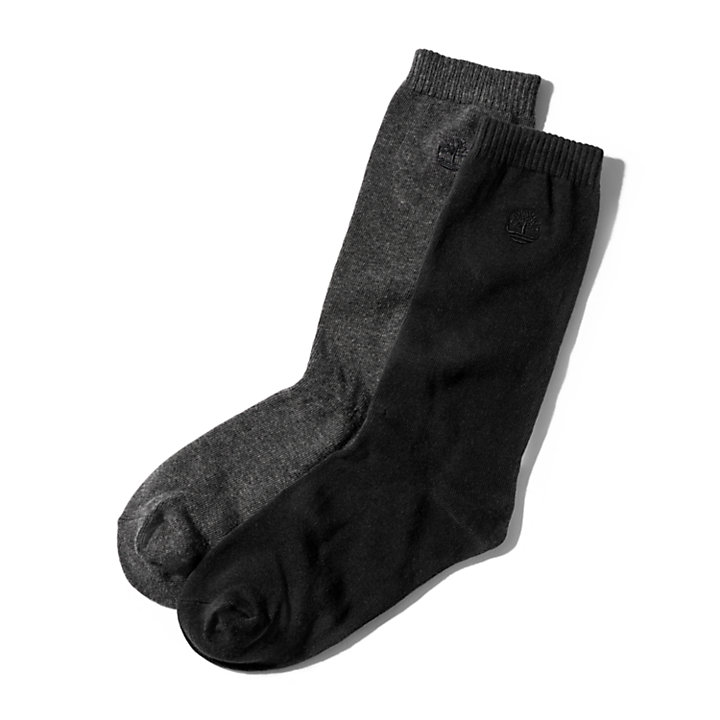 Two Pair Pack Everyday Crew Socks for Men in Grey-