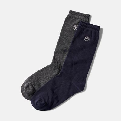 Pack de 2 pares de calcetines de caña media para hombre en azul marino/gris | Timberland
