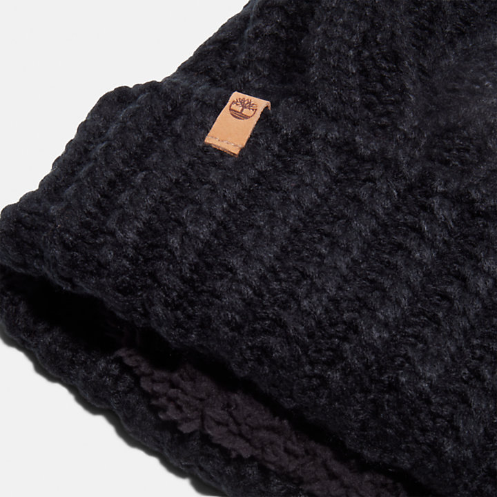 Autumn Woods Cable-knit Beanie for Women in Black-
