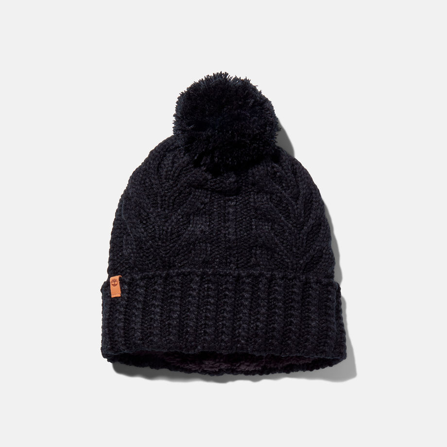 Timberland Autumn Woods Cable-knit Beanie For Women In Black Black, Size ONE