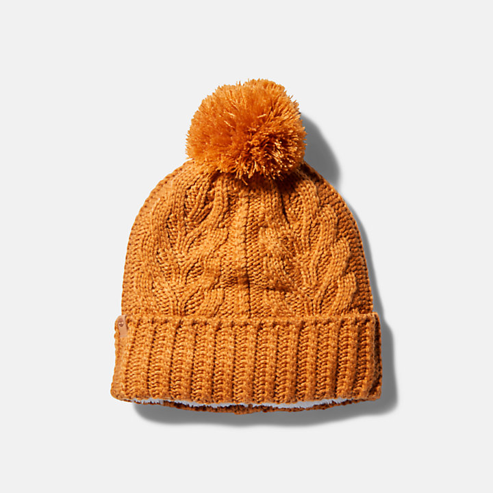 Autumn Woods Cable Beanie for Women in Yellow-
