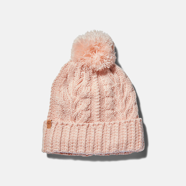 Autumn Woods Cable Beanie for Women in Light Pink-