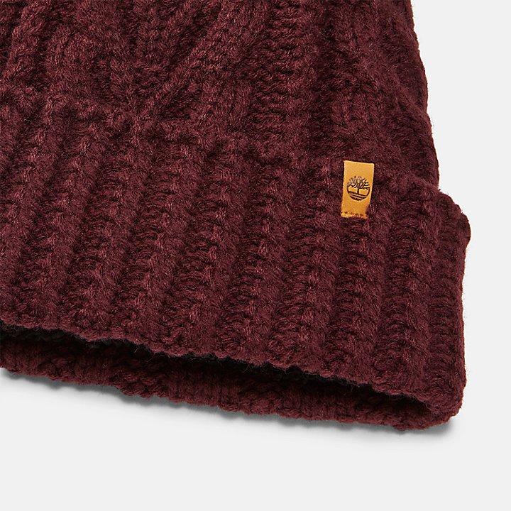 Autumn Woods Cable-knit Beanie for Women in Burgundy
