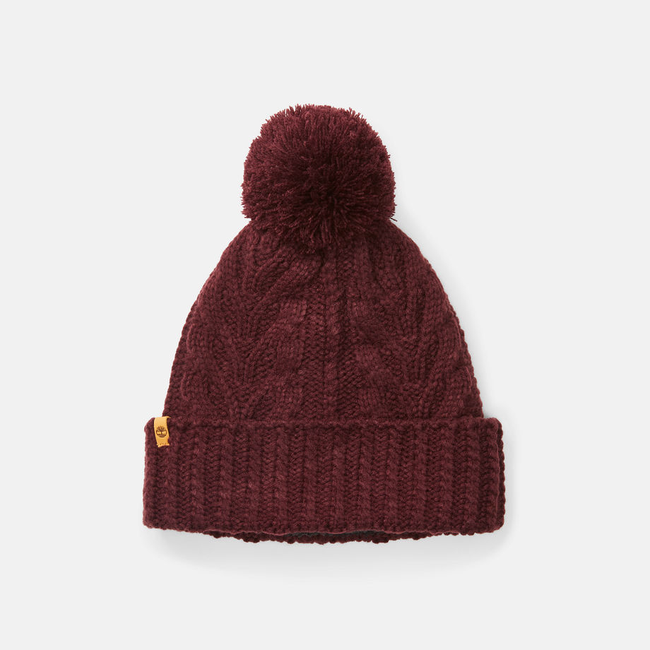 Timberland Autumn Woods Cable-knit Beanie For Women In Burgundy Burgundy