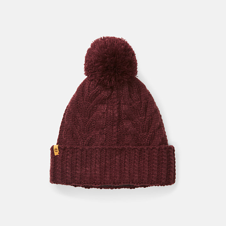 Autumn Woods Cable-knit Beanie for Women in Burgundy-