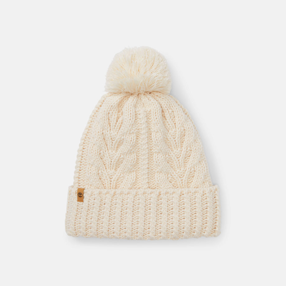 Timberland Autumn Woods Cable-knit Beanie For Women In White White, Size ONE