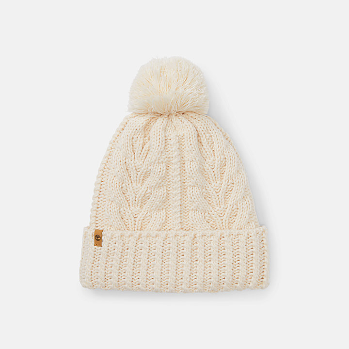 Autumn Woods Cable-knit Beanie for Women in White