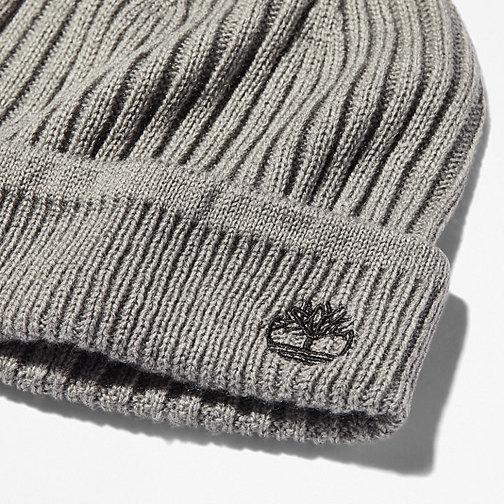 Ribbed Knit Beanie for Men in Grey