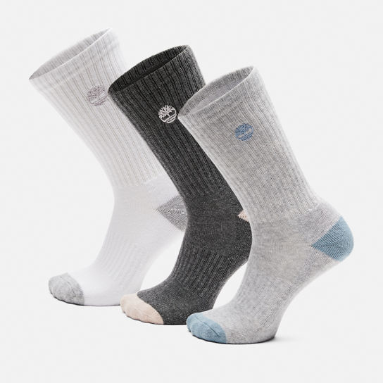 Three Pair Cushion Socks for Women in White | Timberland