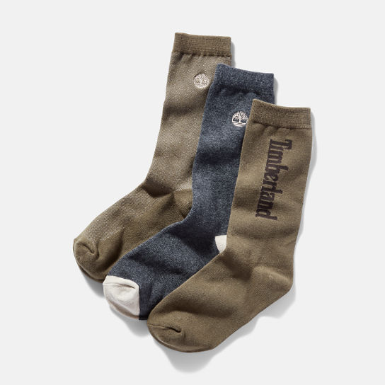 3 paires de chaussettes à logo pour homme en écru | Timberland