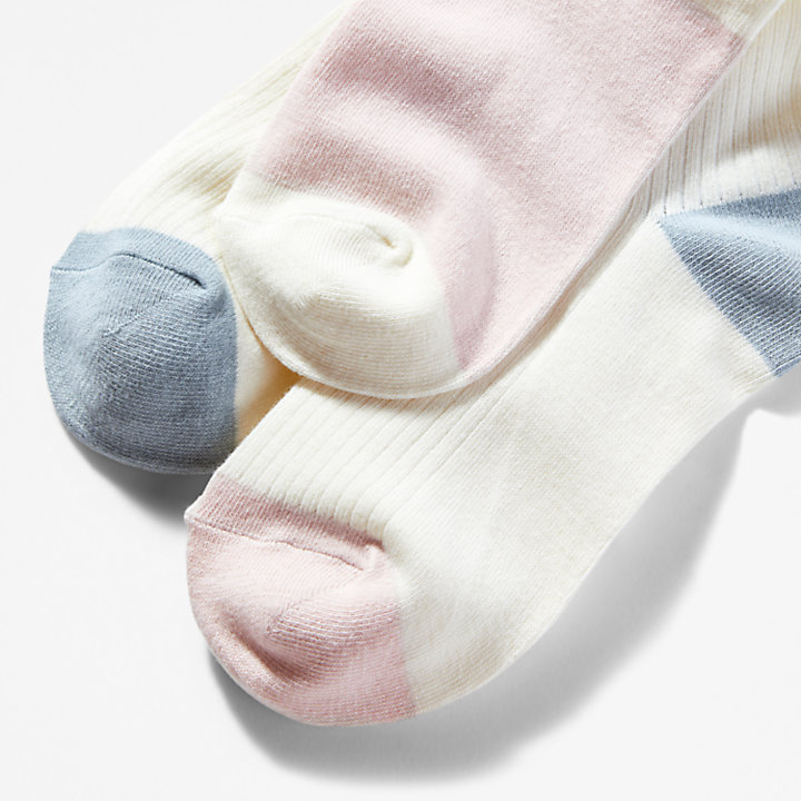 3-Pack Ribbed Crew Socks for Women in White-