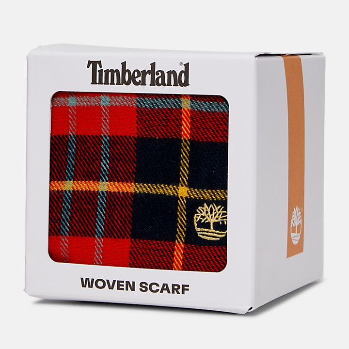Cape Neddick Check Scarf with Gift Box for Men in Red-
