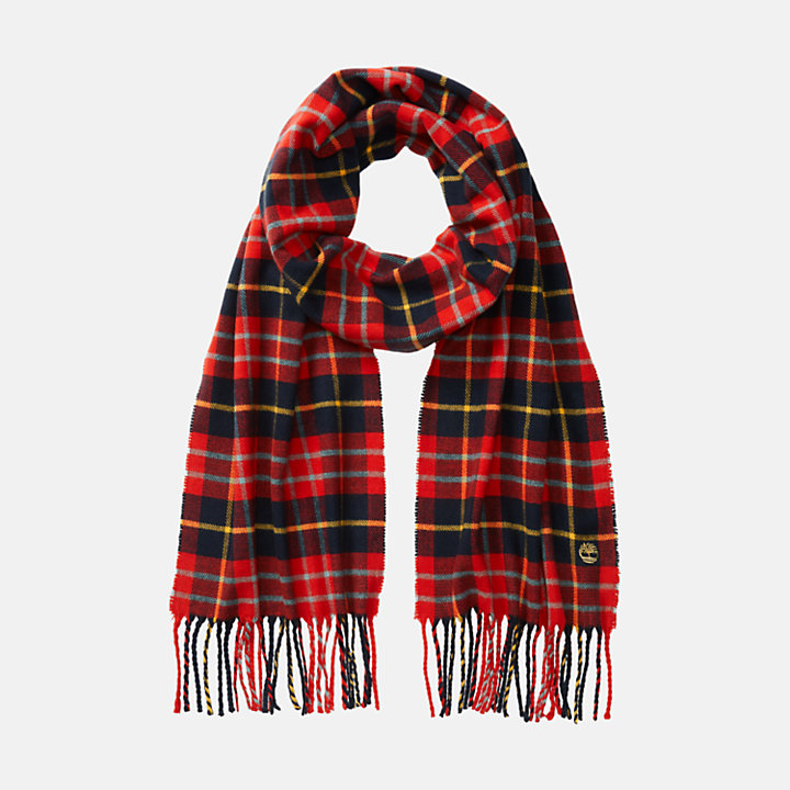 Cape Neddick Check Scarf with Gift Box for Men in Red-