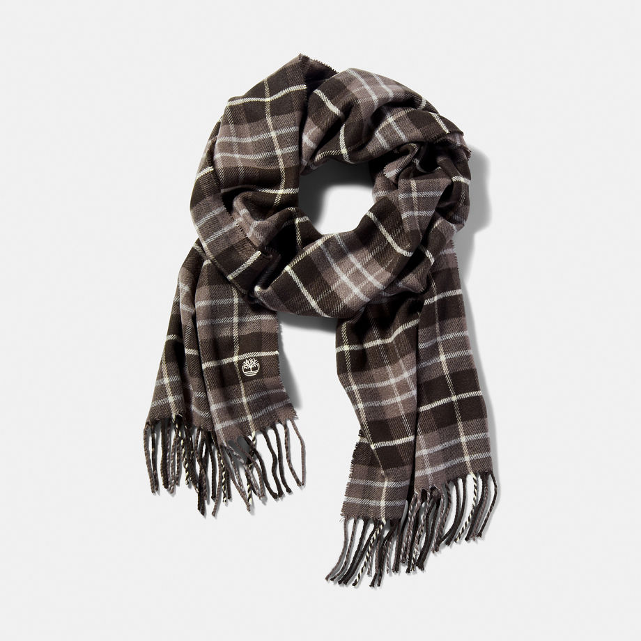 Timberland Cape Neddick Check Scarf With Gift Box For Men In Grey Grey