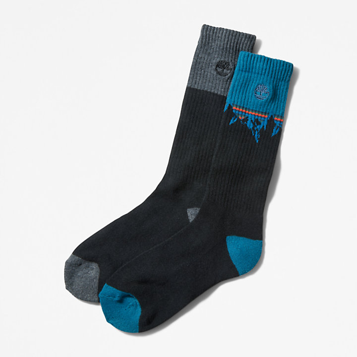 Two Pack Top-Stripe Boot Socks for Men in Black-