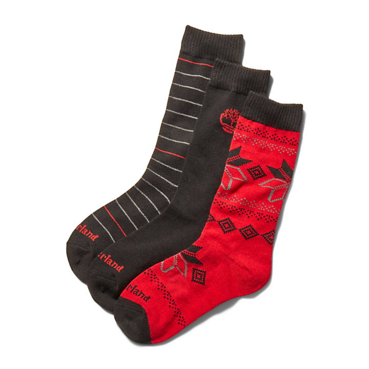 Three Pack Crew Sock Gift Set for Men in Black-