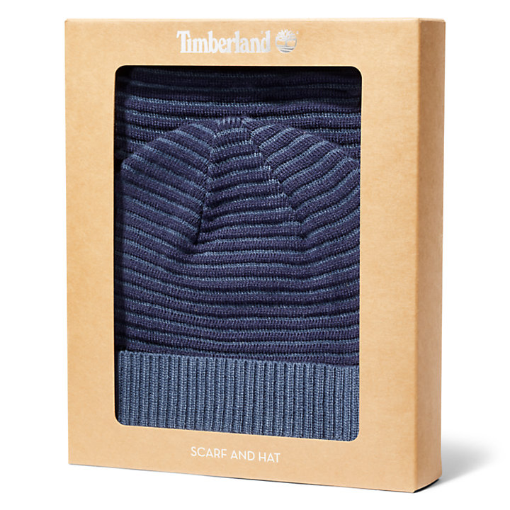Winter Hat and Scarf Gift Set for Men in Navy-