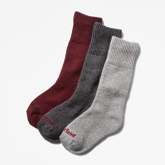 Coffret cadeau avec 3 paires de chaussettes chinées pour femme en rouge | Timberland