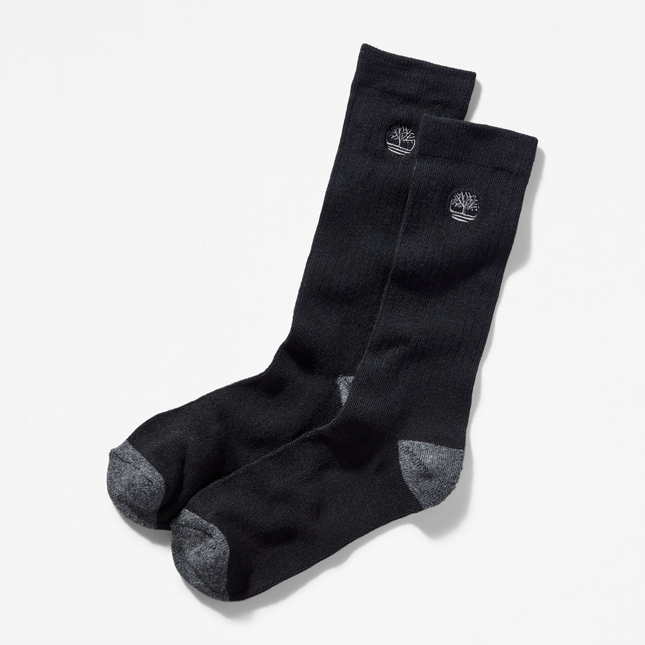 Timberland 2-pack Ribbed Crew Socks For Men In Black Black, Size M