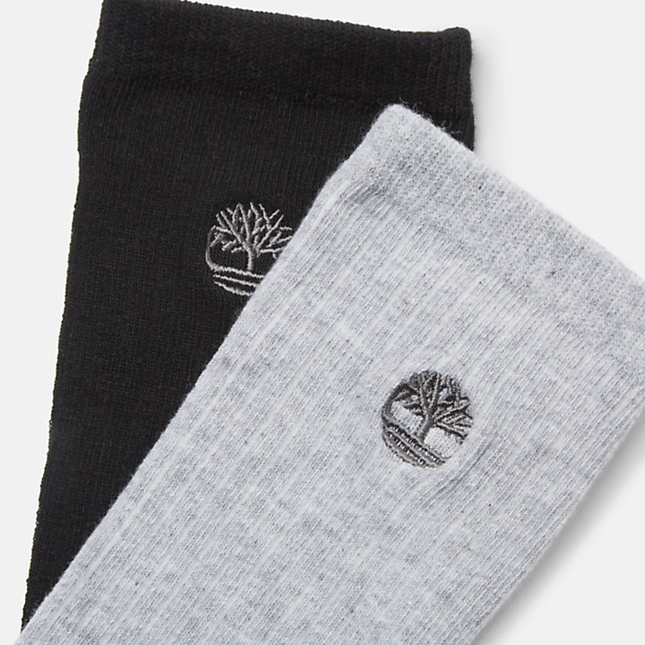 2-Pack Ribbed Crew Sock for Men in Grey and Black-