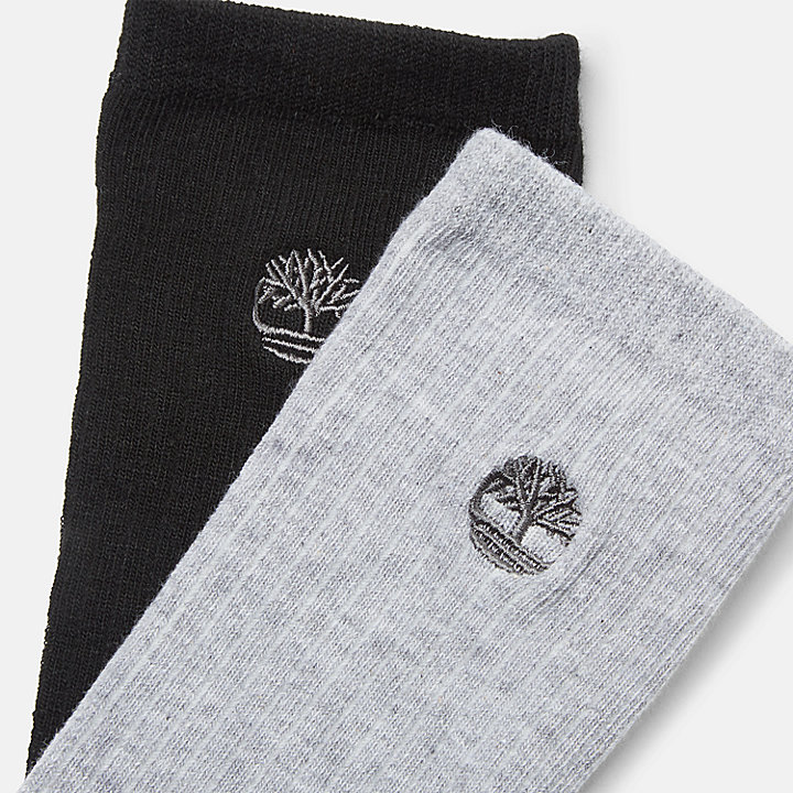 2-Pack Ribbed Crew Sock for Men in Grey and Black