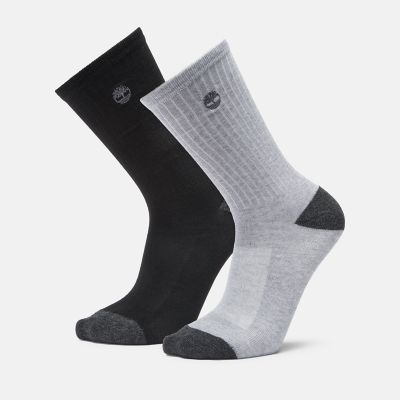 Timberland 2-pack Ribbed Crew Sock For Men In Grey And Black Grey