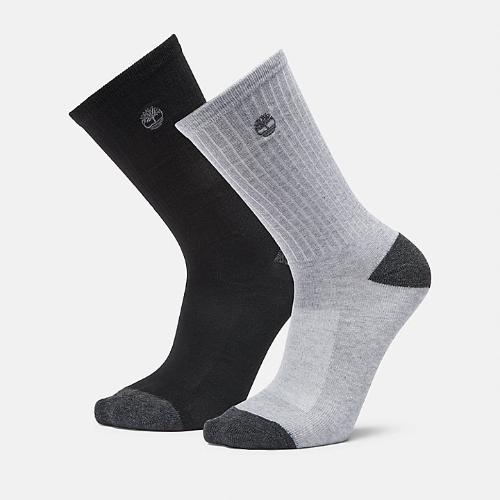 Lot de 2 paires de chaussettes côtelées pour homme en gris et noir