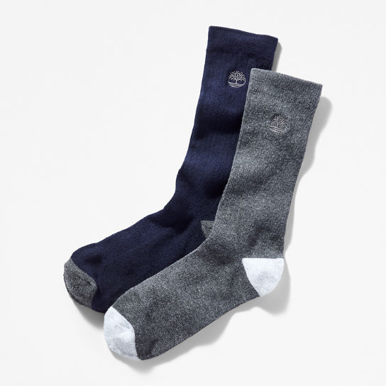 2-Pack Ribbed Crew Socks for Men in Navy | Timberland