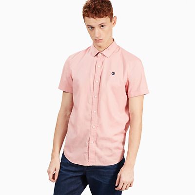 camisa manga corta rosa hombre