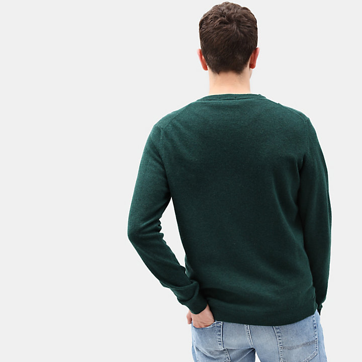 Merino V-Ausschnitt-Pullover für Herren in Grün-