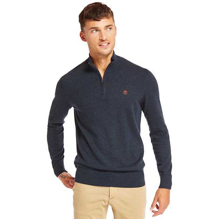 Williams River Half Zip Sweater for Men in Navy-