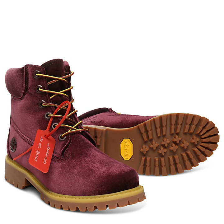 Timberland® x Off White 6 Inch Boot for Women in Burgundy | Timberland