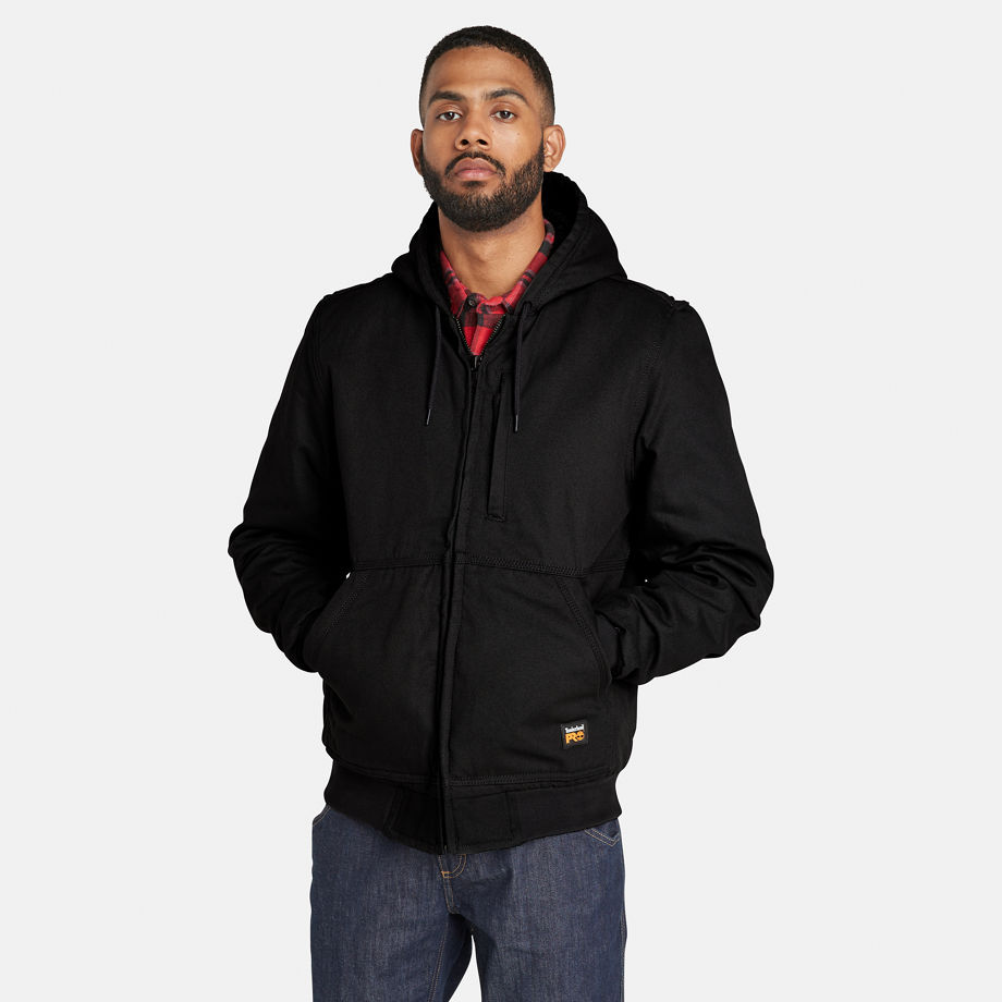 Timberland Pro Gritman Fleece-lined Canvas Jacket For Men In Black Black, Size L