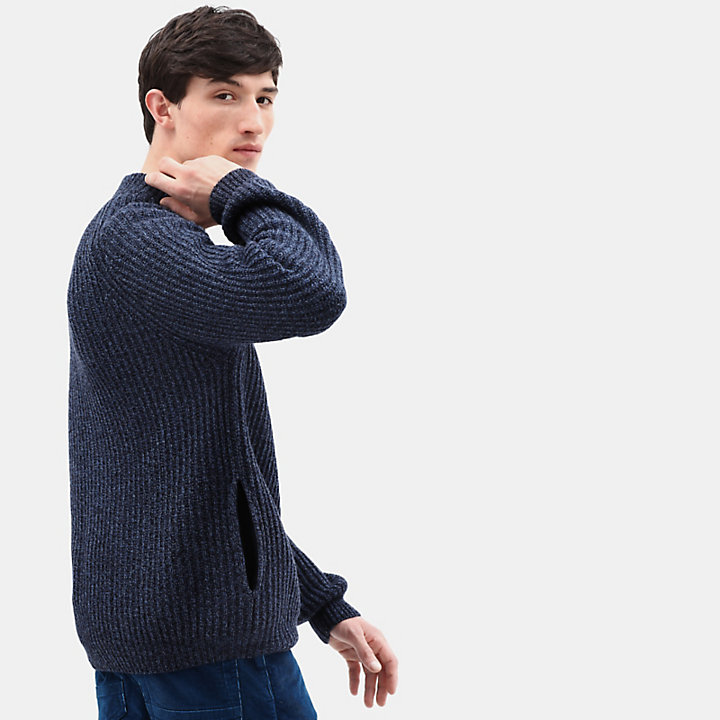Phillips Brook Lambswool Zip Sweater for Men in Navy-