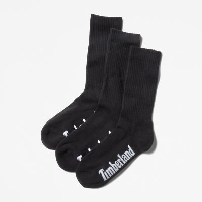 3-Pack Stratham Core Sport Crew Socks for Men in Black | Timberland