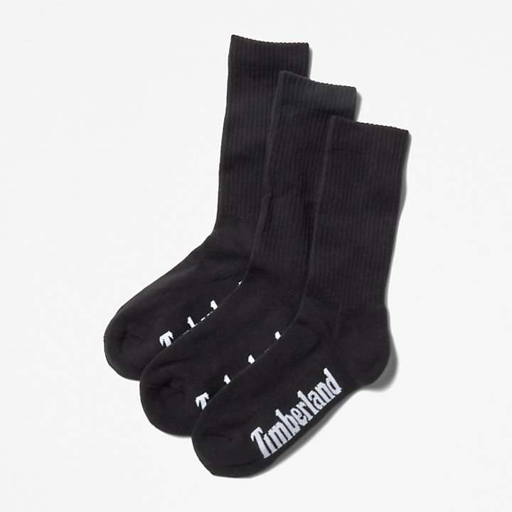 Stratham 3-Pack Crew Sport Socks for Men in Black-