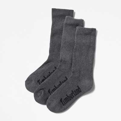 Stratham 3-Pack Crew Sport Socks for Men in Dark Grey | Timberland