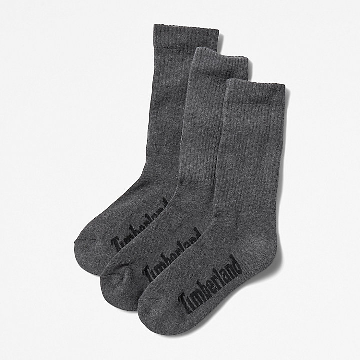 Stratham 3-Pack Crew Sport Socks for Men in Dark Grey
