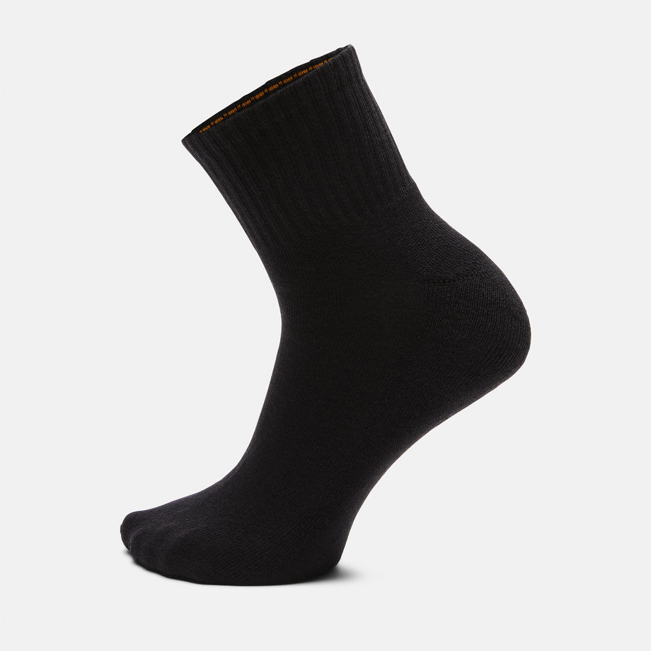 Timberland Three Pack Stratham Core Sport Socks For Men In Black Black, Size L