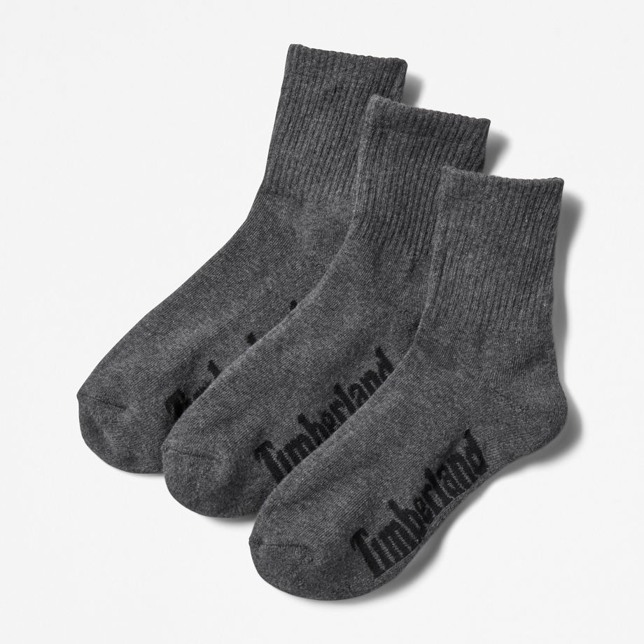 Timberland Three Pack Stratham Core Sport Socks For Men In Dark Grey Dark Grey, Size M