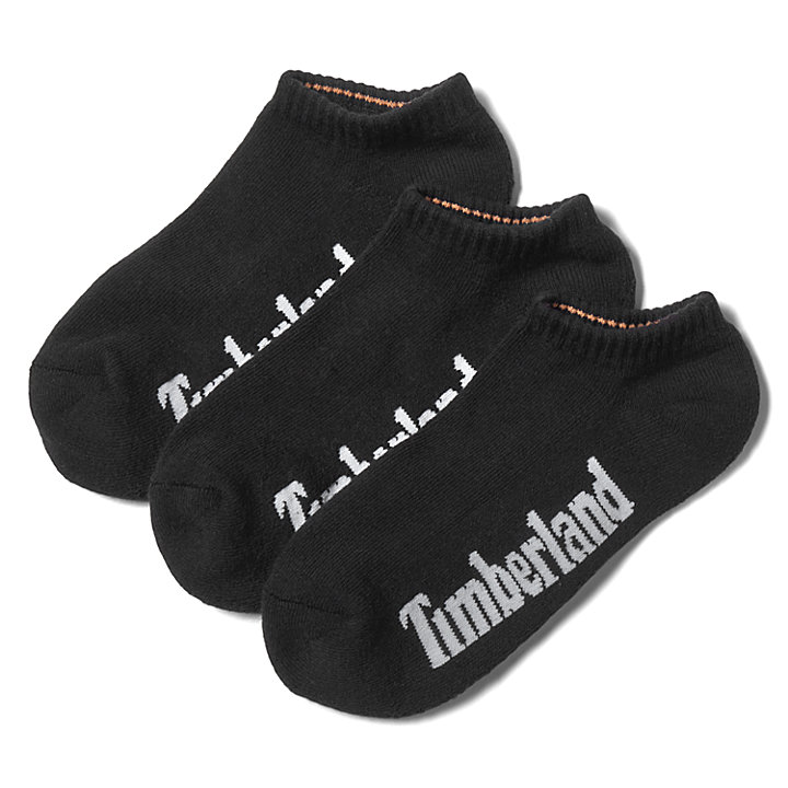 Paquete de tres pares de calcetines deportivos invisibles Stratham Core para hombre en negro