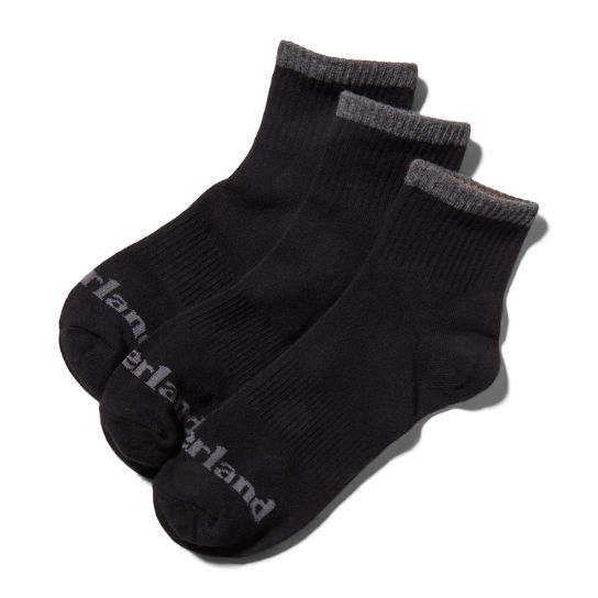 3-Pack Crayton Beach Shortie Crew Socks for Men in Black | Timberland