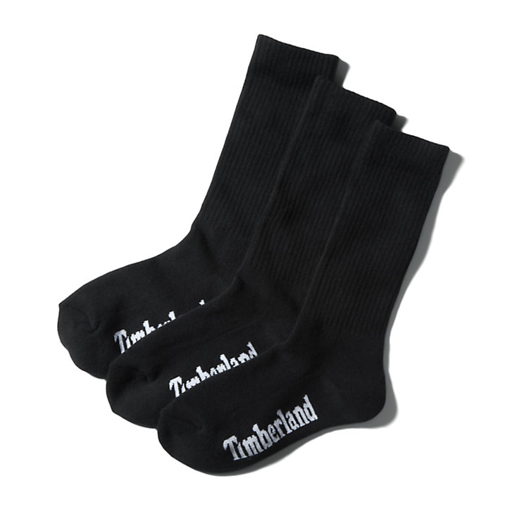 3-Pack Core Crew Socks for Women in Black-