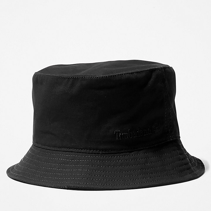 Peached Cotton Canvas Bucket Hat for Men in Black