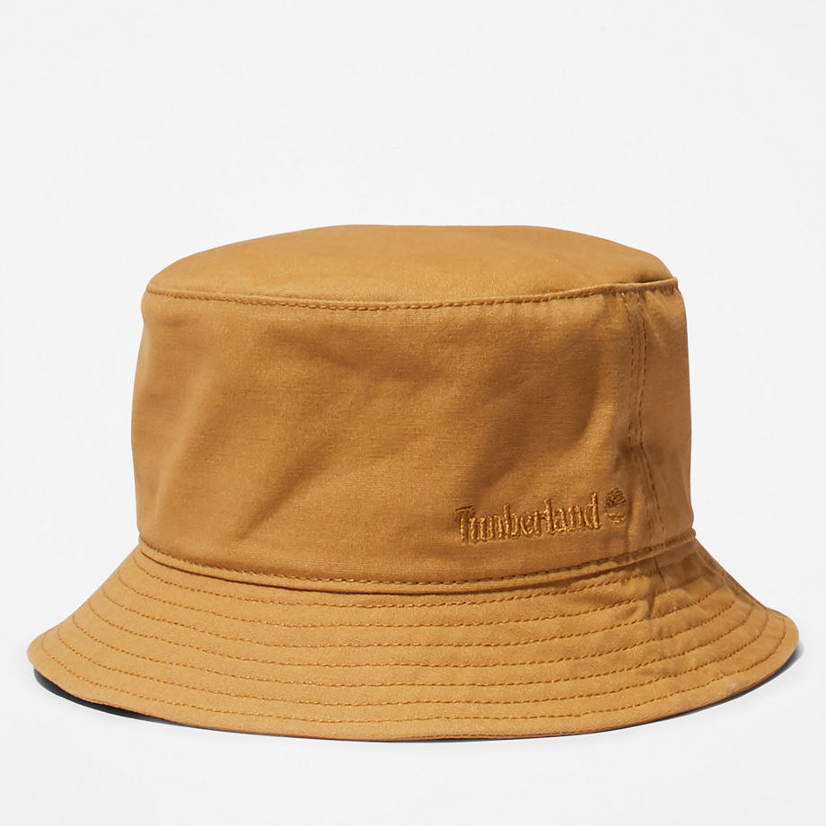 Timberland Peached Cotton Canvas Bucket Hat For Men In Yellow Yellow
